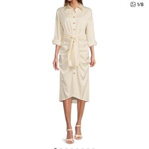 ANTONIO MELANI Cream Midi Tie-Waist Skirt